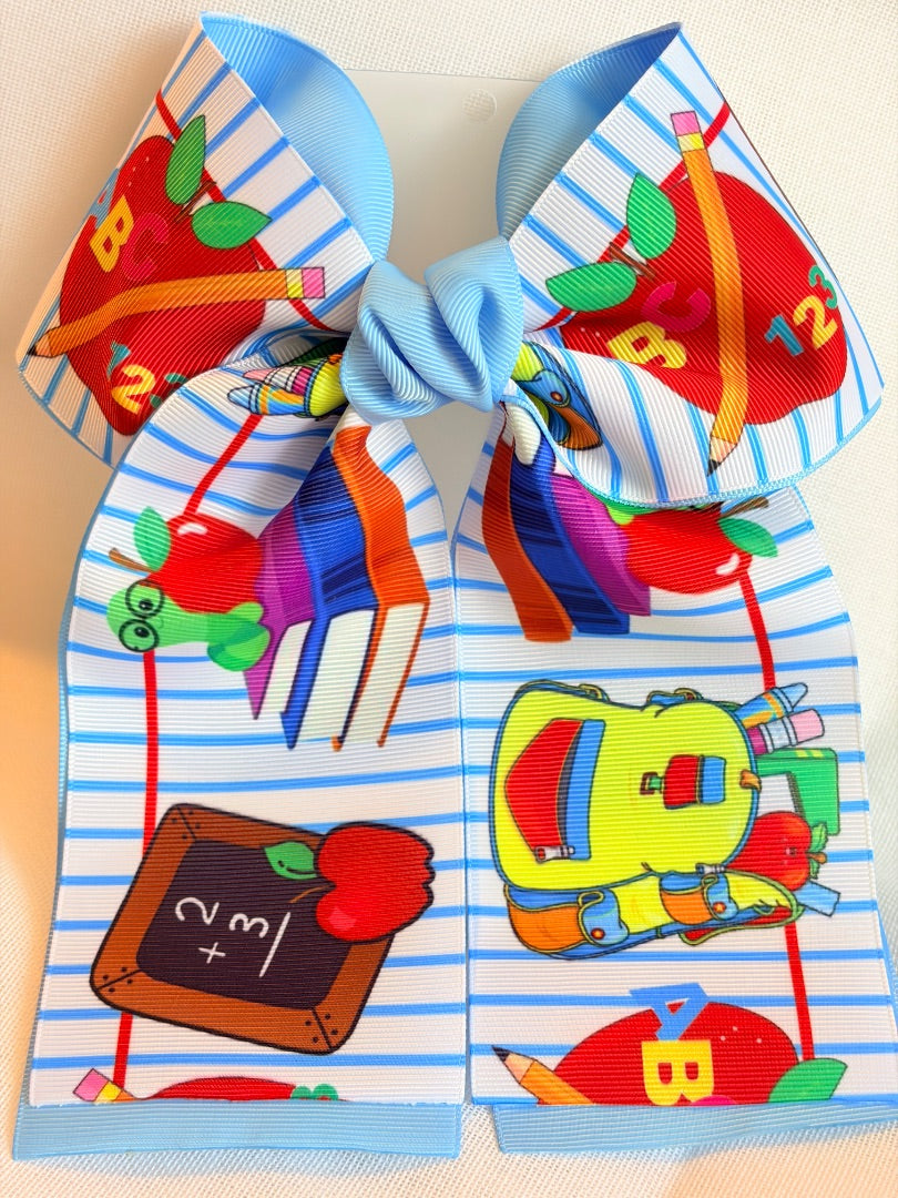 Back to school bow 3” ribbon coletero