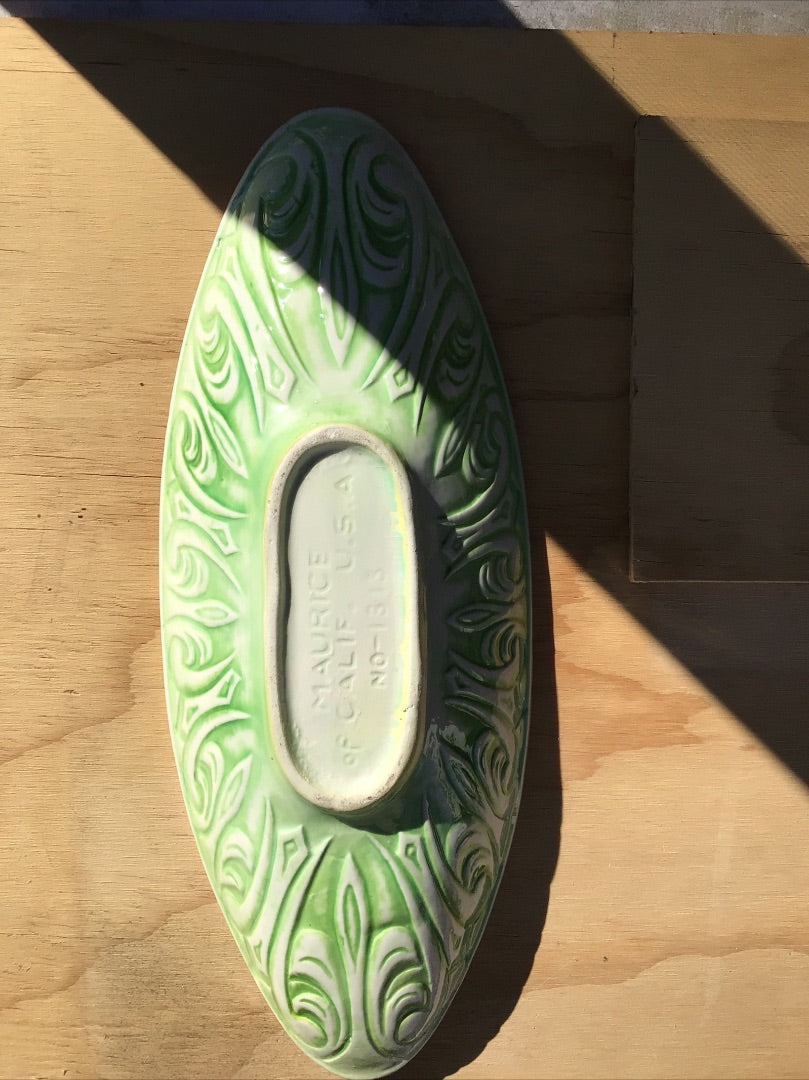 Cream and Green Maurice of Cali Maurice Pottery Server, 1.75”