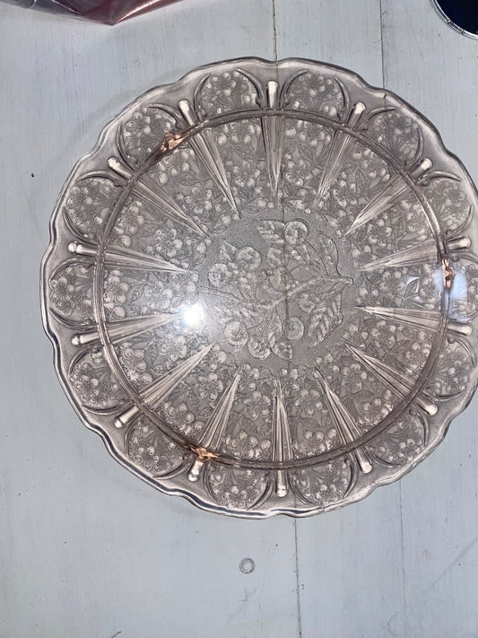 pink Jeanette Cherry Blossom Footed Plate, 10.25