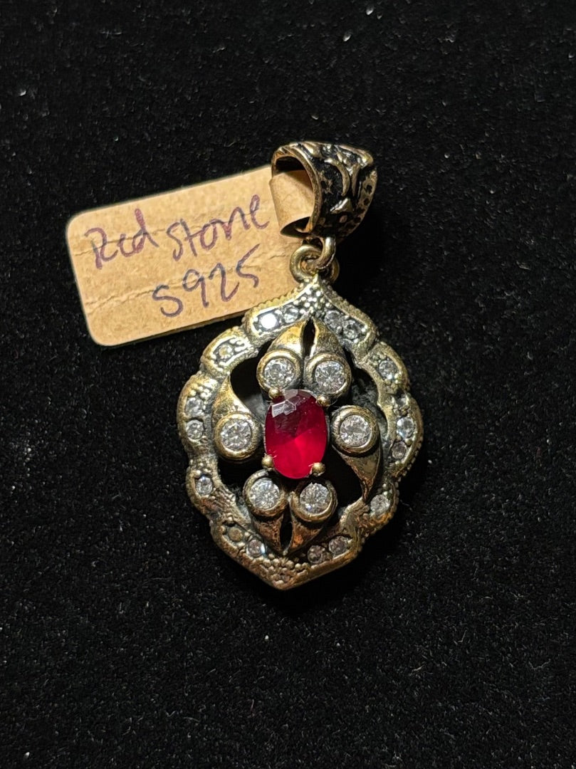 Red Red stone flame pendant