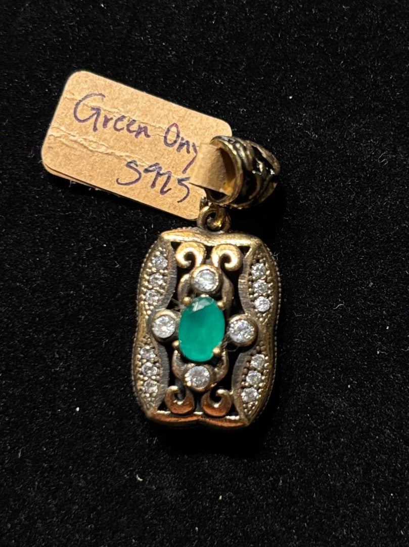 Green Green onyx rectangle pendant