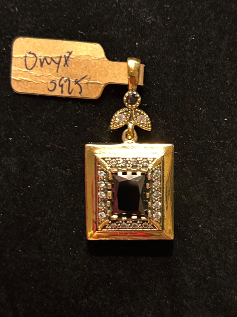 Black Black onyx rectangle pendant