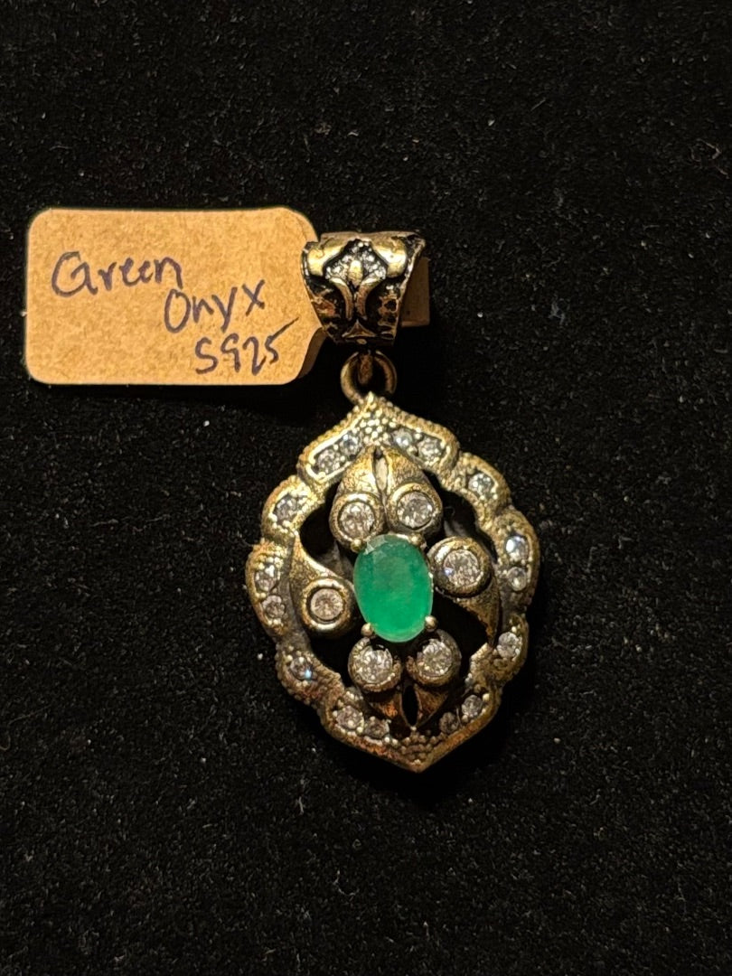 Green Green onyx flame pendant