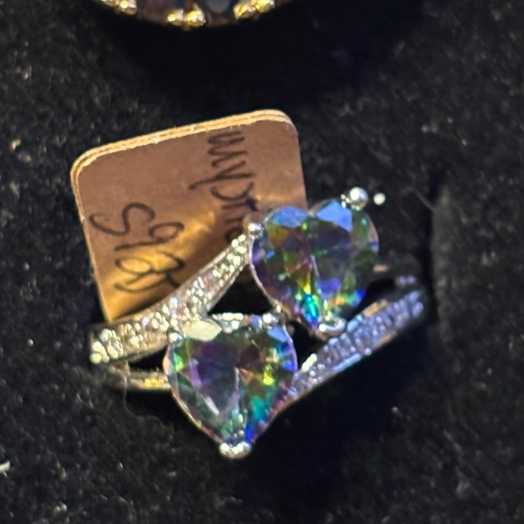 Blue Mystic topaz heart ring, 6.25