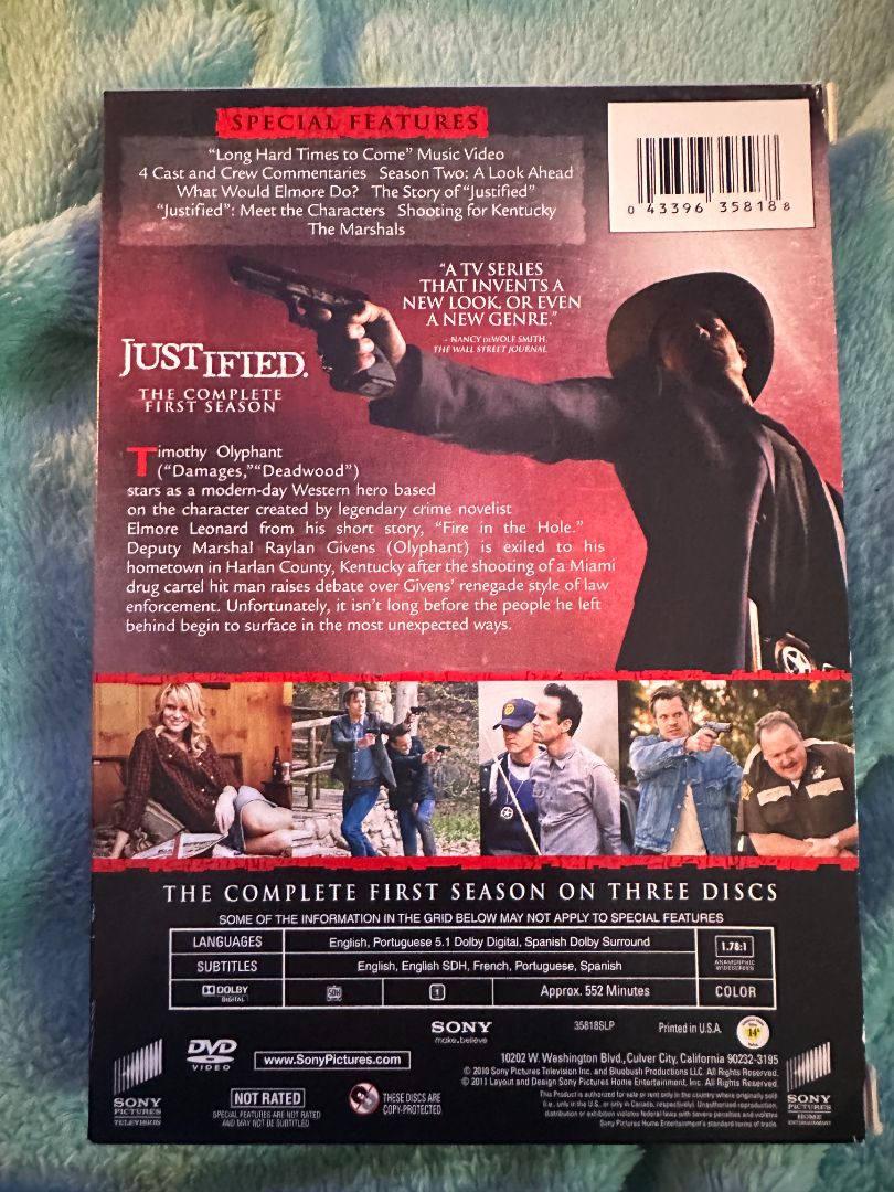 Justified Complete First Season DVD, 9 x 5 x 1