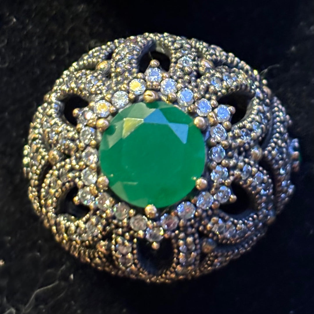 Green Dome green onyx ring, 8.5