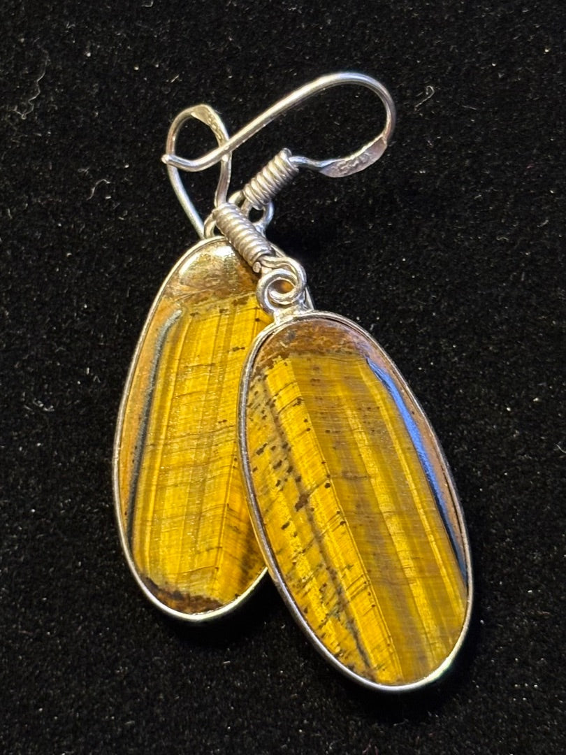 Brown Tigers eye oval earrings