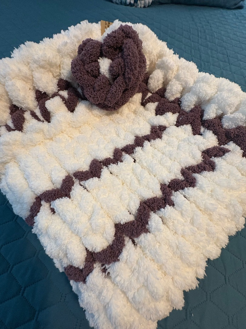 Cream & Purple Lotus Bespoke Originals Lavender Lullaby Baby Blanket, 32 x 32
