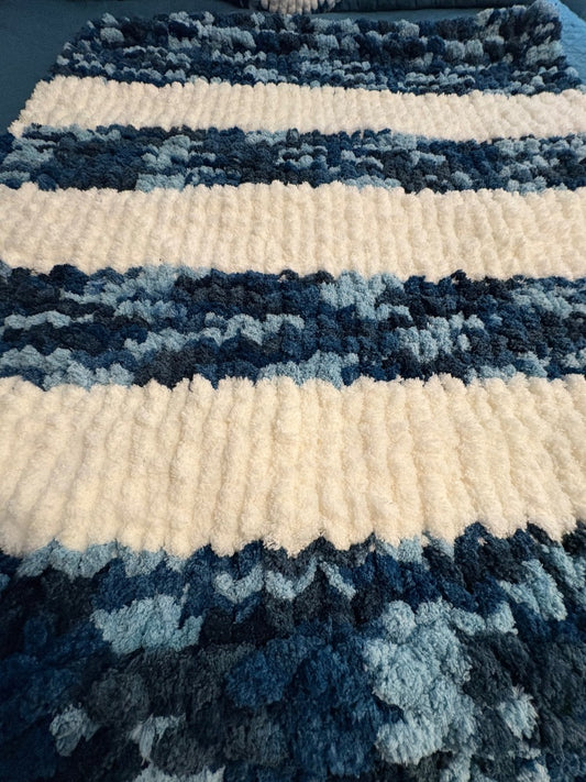 Multi blue and cream Lotus Bespoke Originals Emerald Nights Throw, 45 x 35