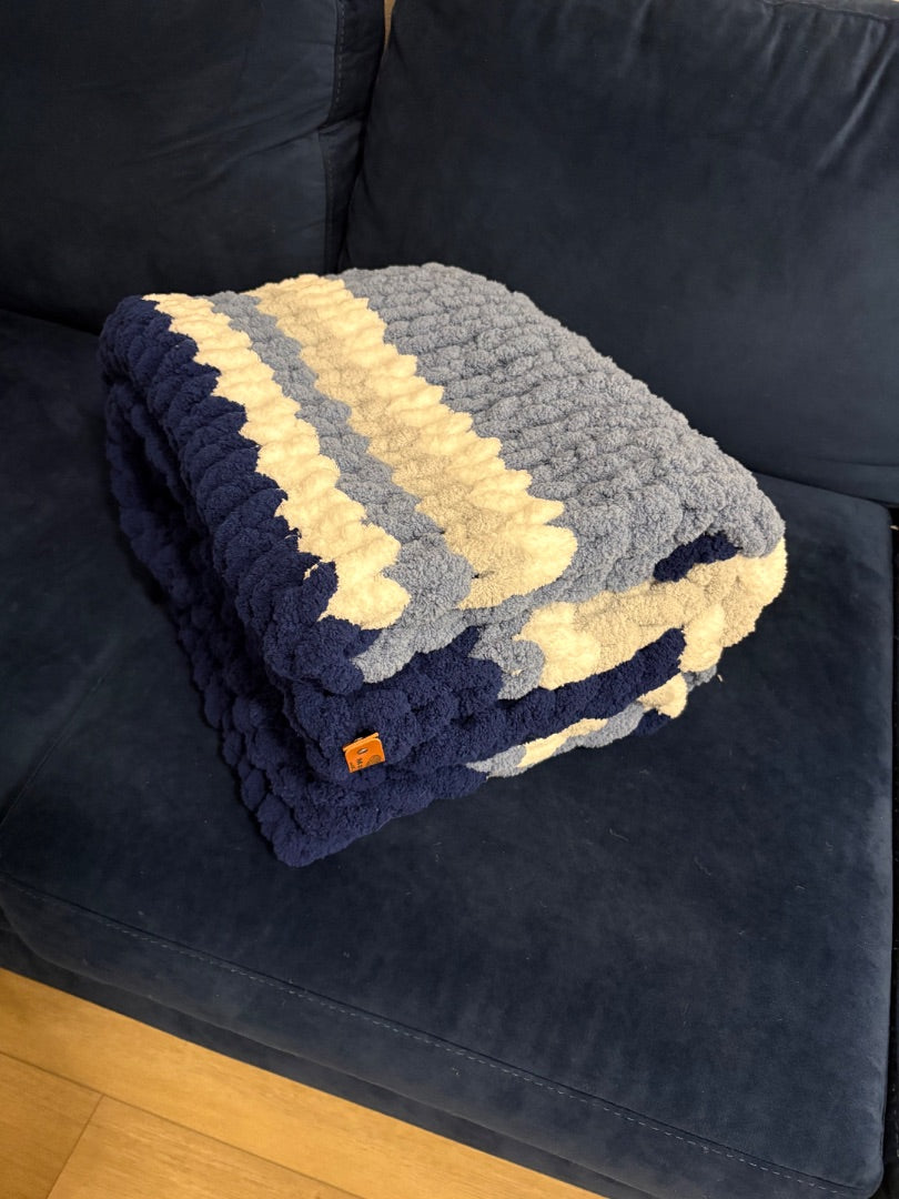 Blue White Multi Lotus Bespoke Originals Colorado Storm Chenille Throw, 40 x 52