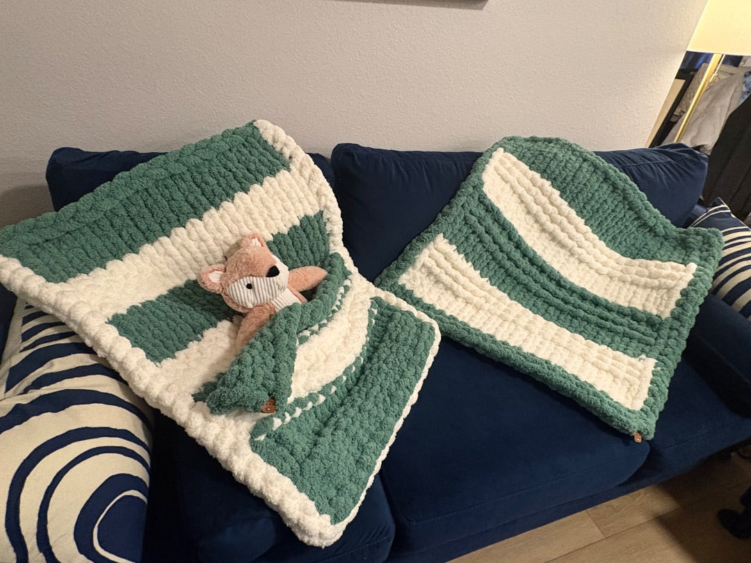 Two piece set . Sage and snuggle snuggle blanket set Bumble Snuggles Baby Blanket, 42 x 42