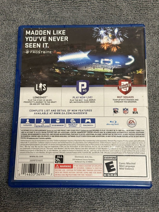 PS4 Madden 18 Video Game, 5 x 4 x 1