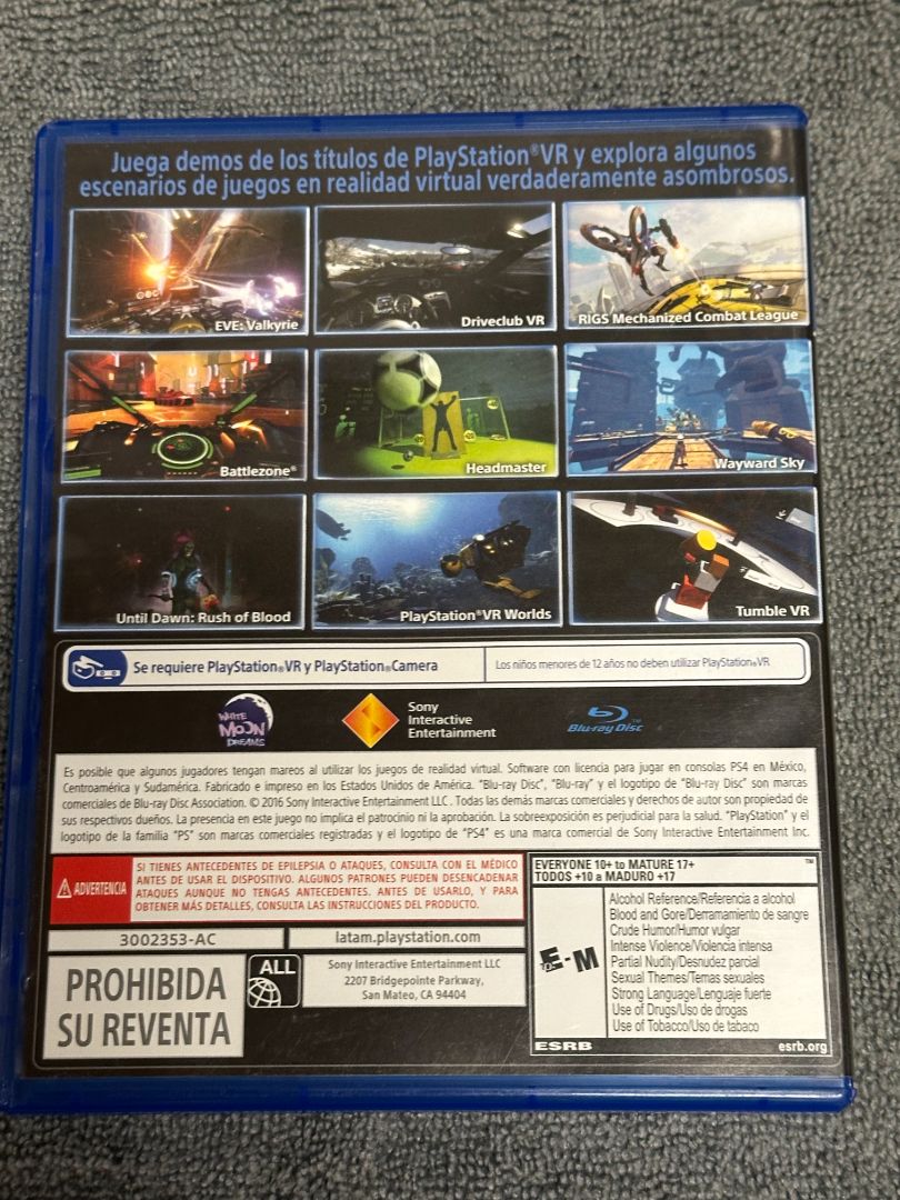 PS4 Playstation 4 VR Demo Disc Video Games - Spanish Version, 5 x 4 x 1