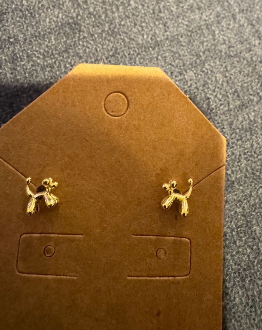 Tiny goldtone balloon dog earrings