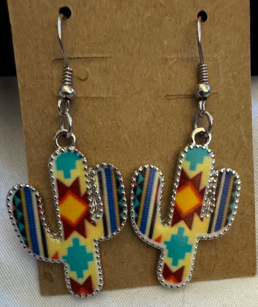 Multicolor cactus earrings