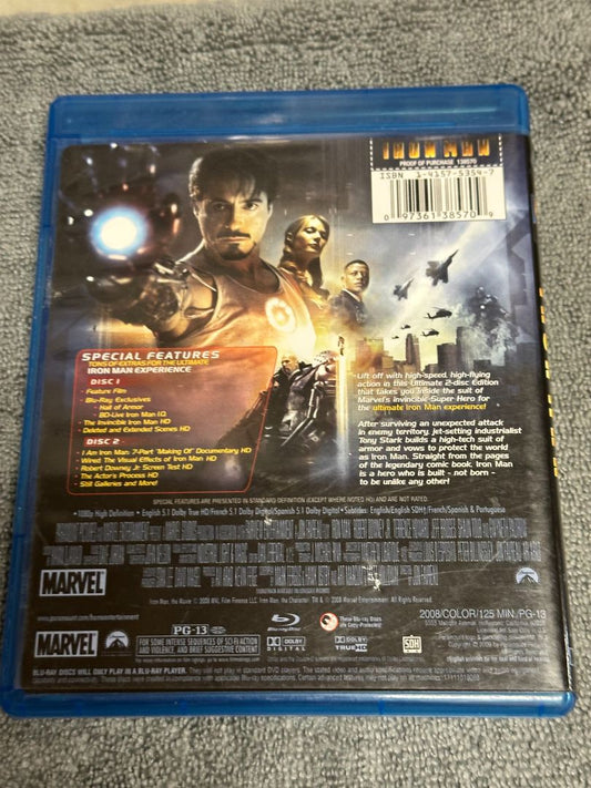 Marvel Iron Man 2 disc Bluray, 5 x 4 x 1