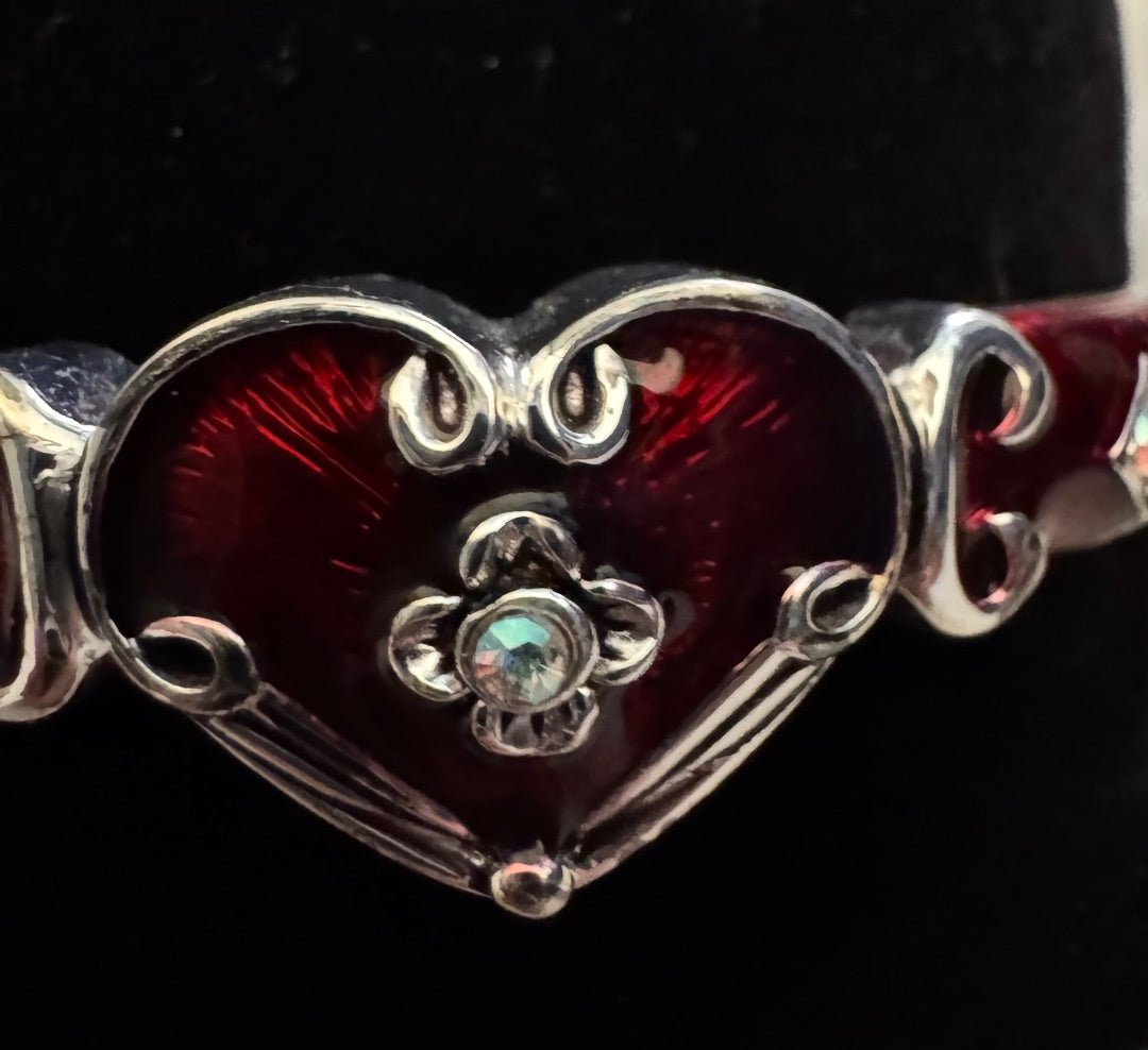 Napier Red Heart Silver Tone bracelet