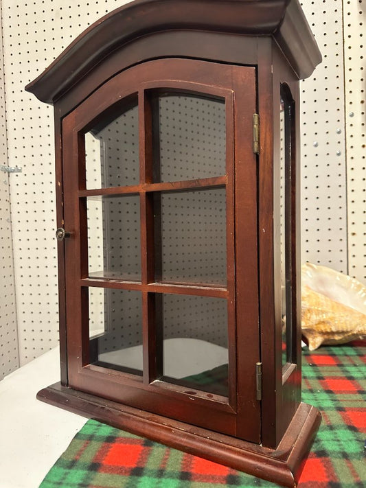 5x5x20"H Small Wood Curio Cabinet With Door, 5 x 5 x 20