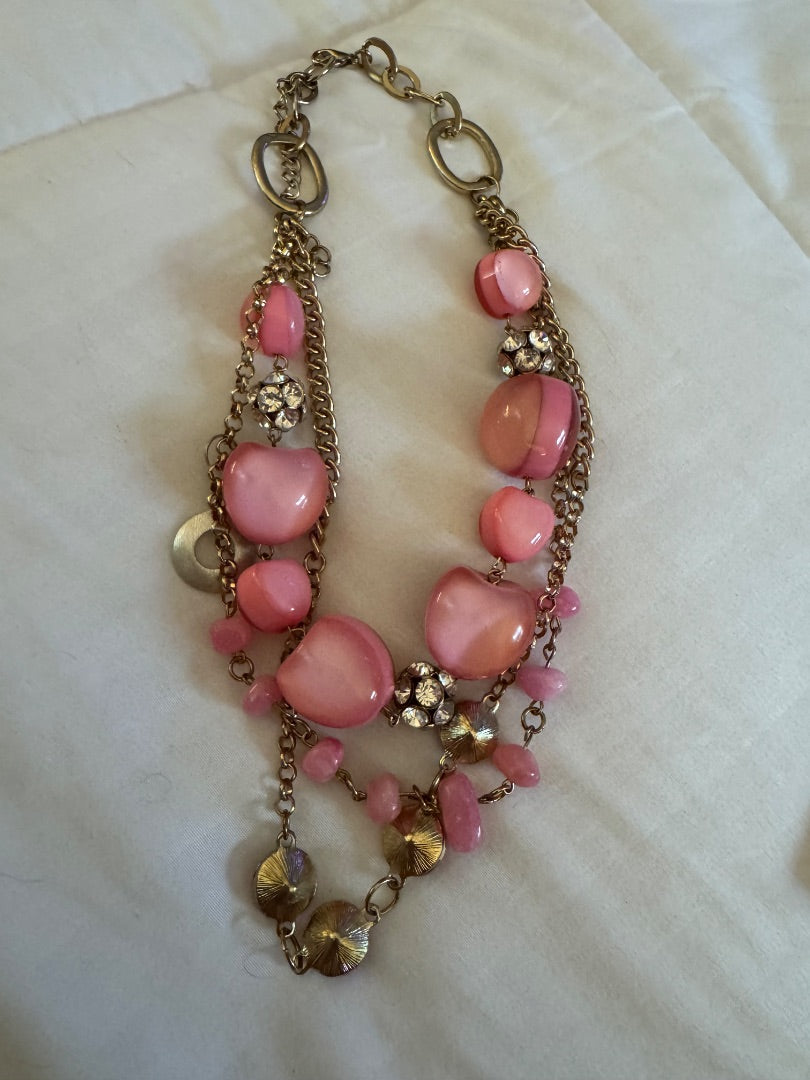 Pink multi strand necklace