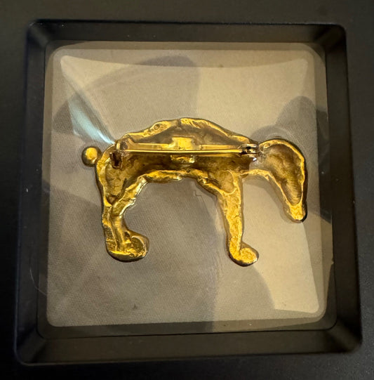 Standing gold tone dog brooch