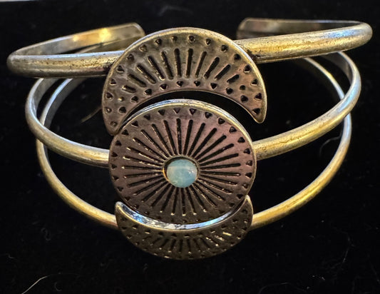 Silver tone Circle cuff bracelet