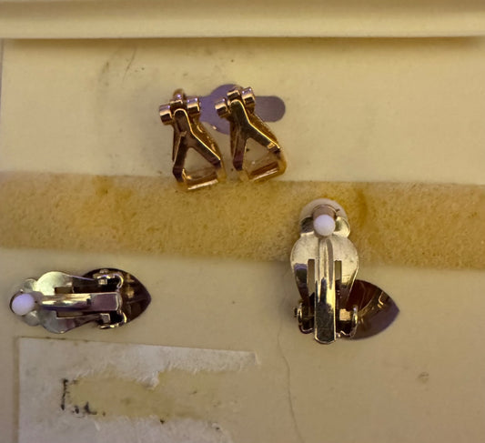 Monet2-two pairs clip earrings original card