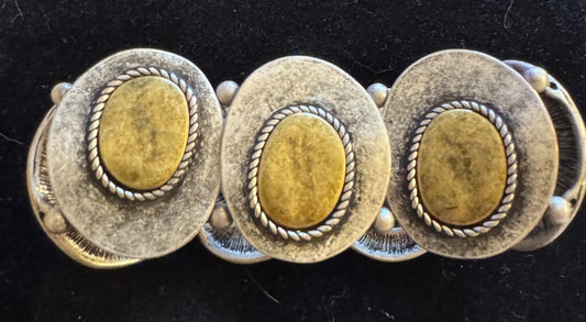 Two tone metal stretchy bracelet