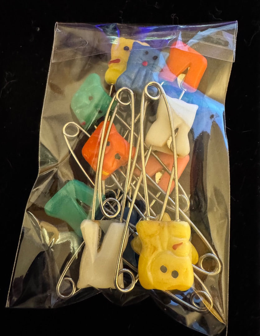 Plastic top "diaper pins"