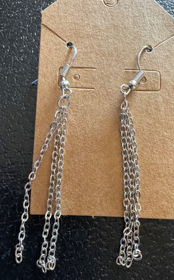 Silvertone chain dangle earrings