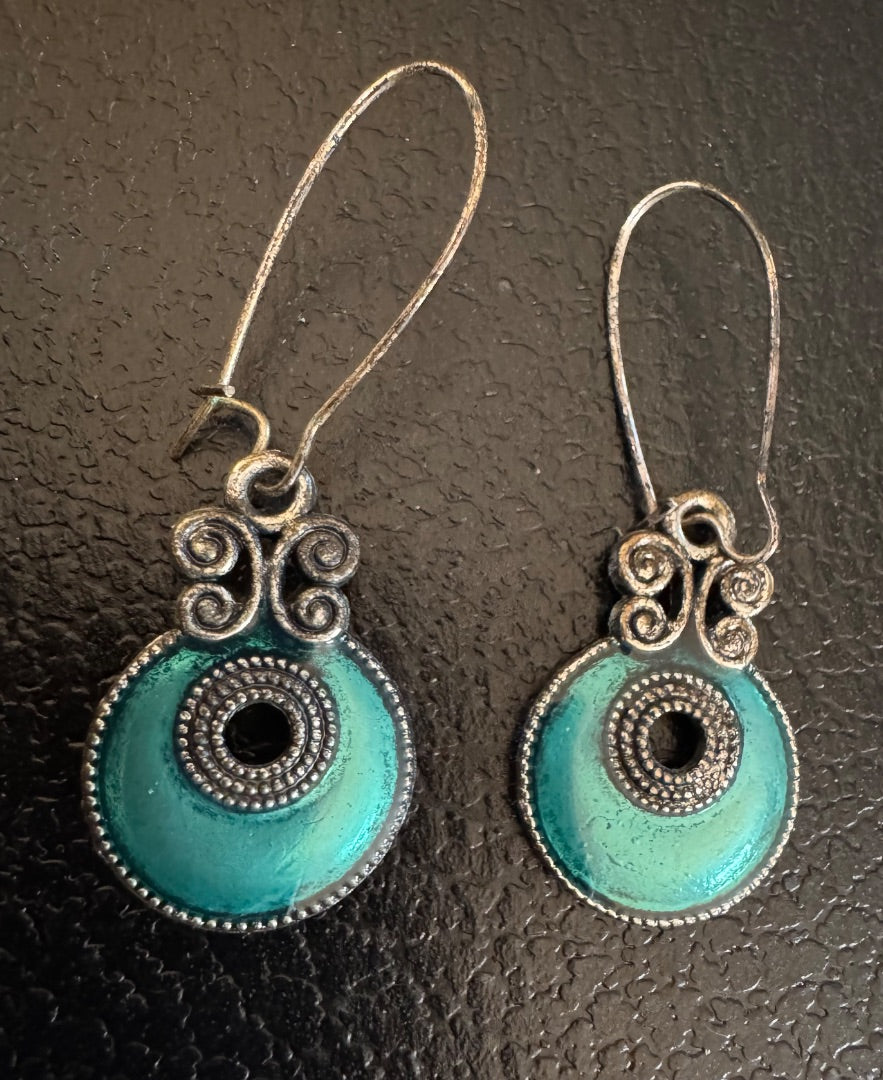 Turq color drop earrings