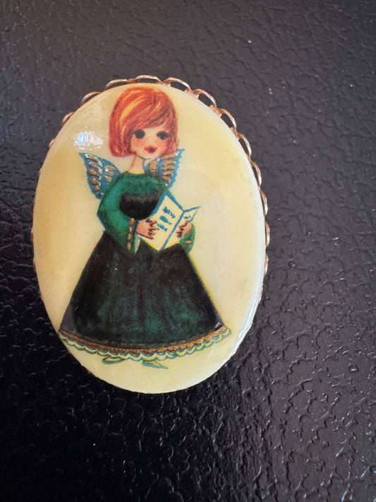 Vtg Singing Angel brooch