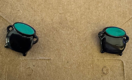 Black cauldron earrings