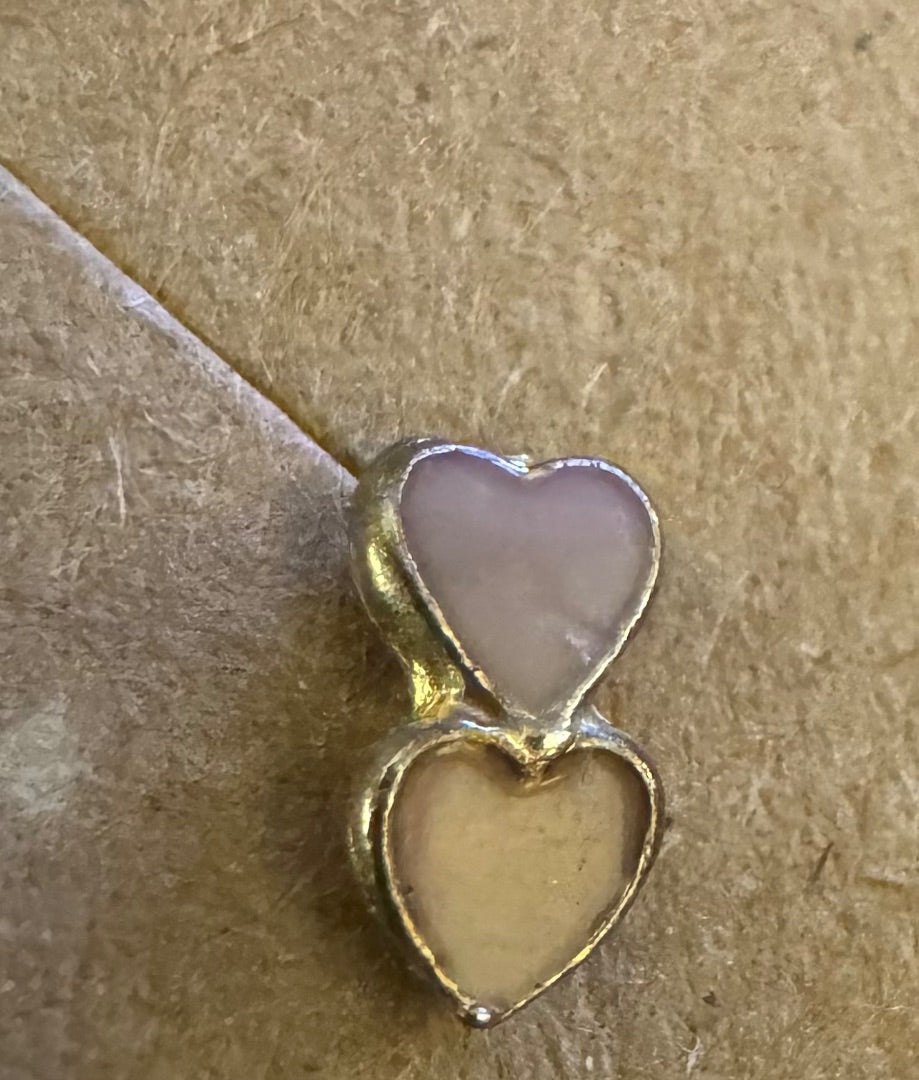 Tiny 2 heart stud earrings