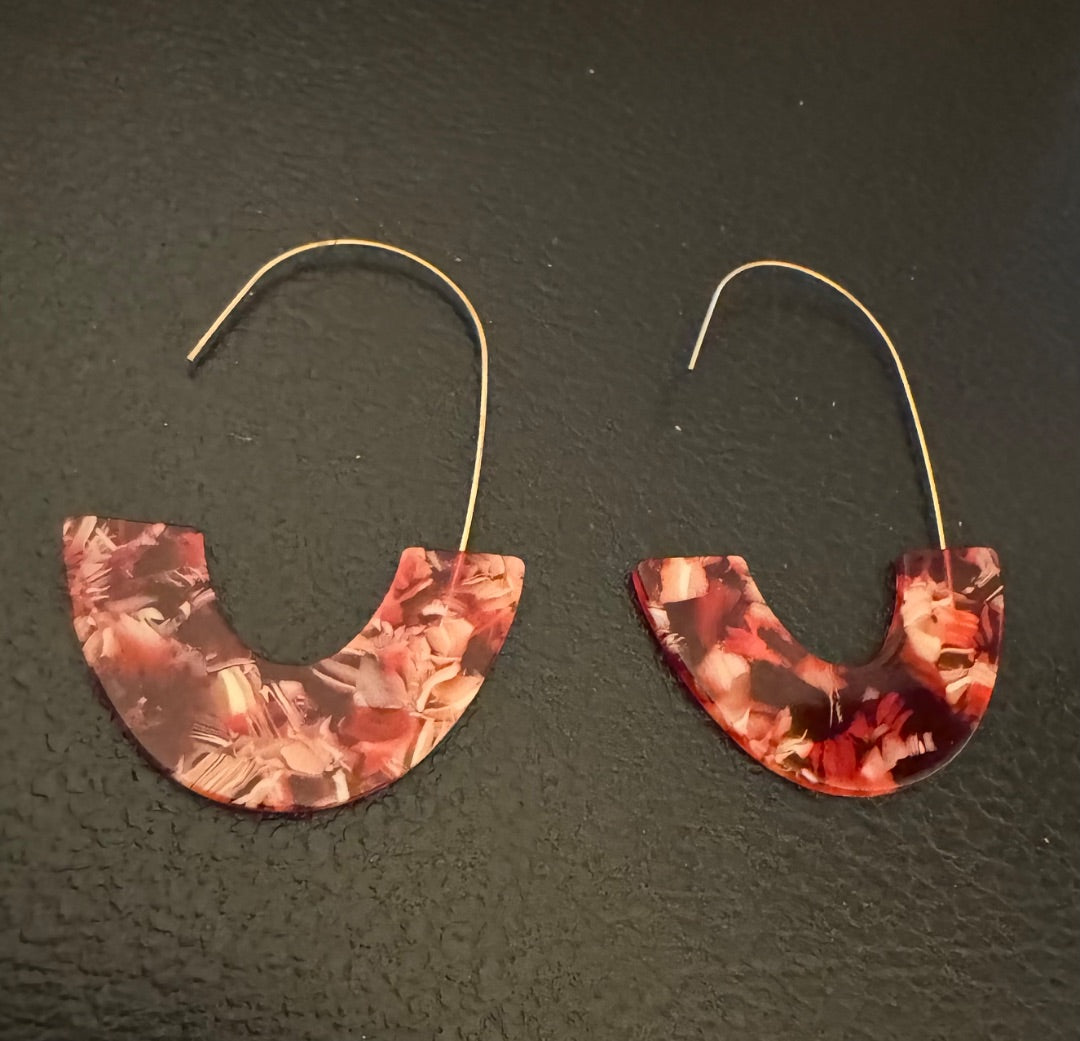 Art Deco Lucite half circle earrings