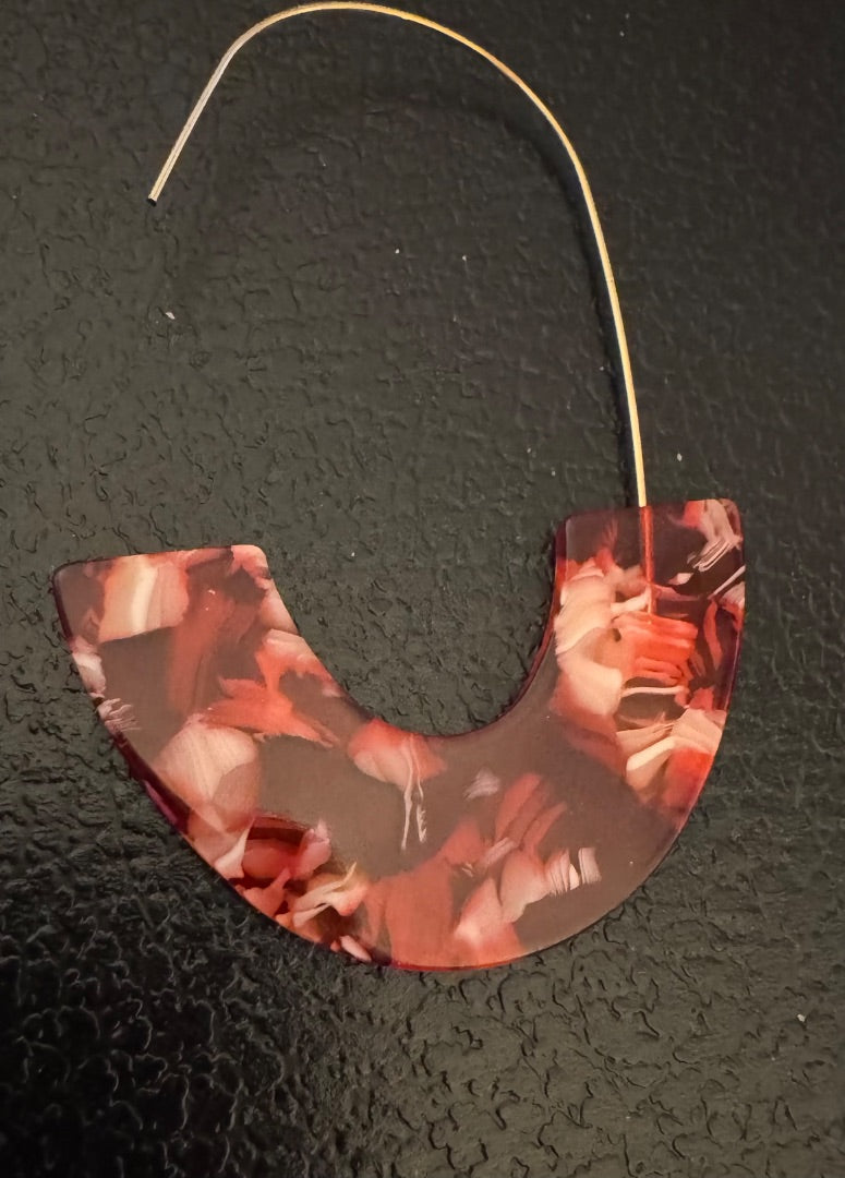 Art Deco Lucite half circle earrings