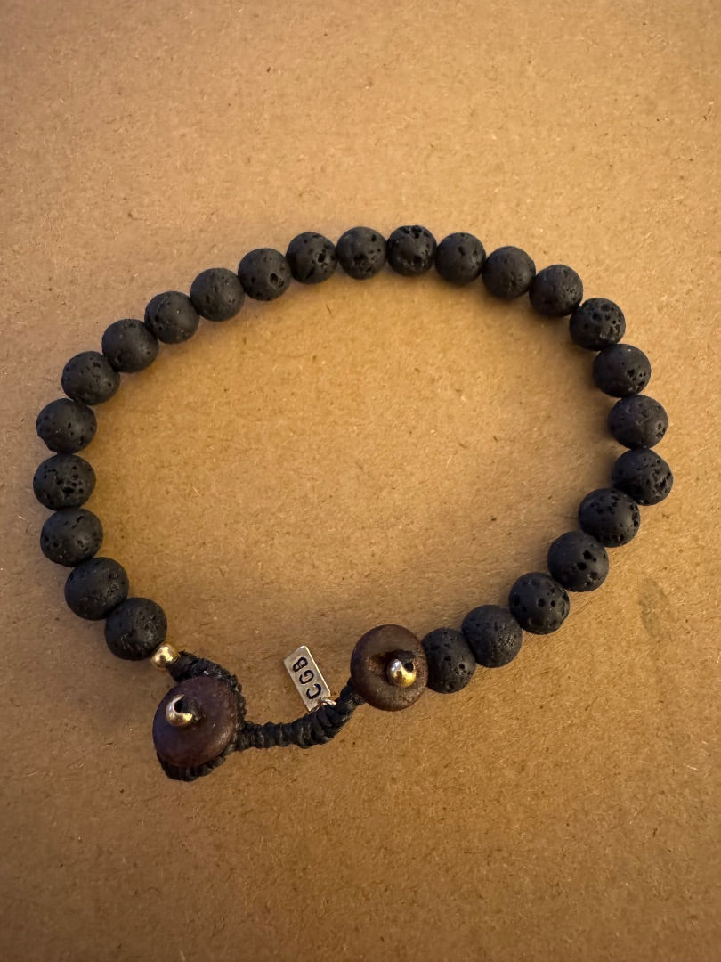 Black lava rock stretchy bracelet CGB
