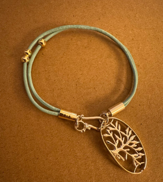 Seafoam silver tone w/tree bracelet