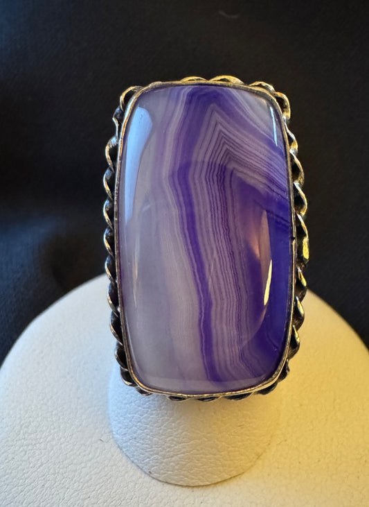 Purple lace agate ring size 7