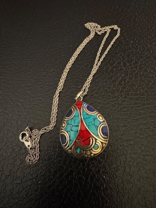 Tibetan coral turquoise lapis necklace