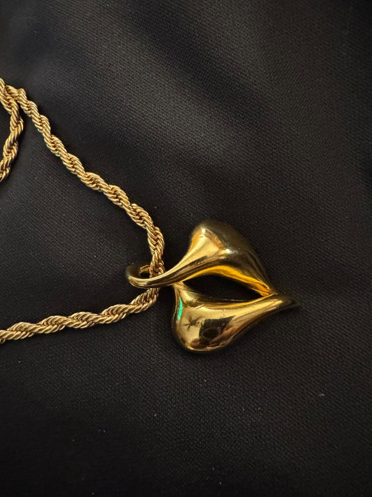 GoldTone braid with heart necklace