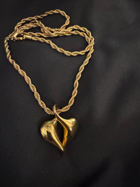 GoldTone braid with heart necklace