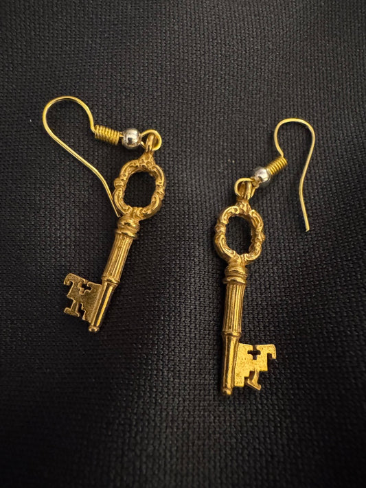 Goldtone Key earrings