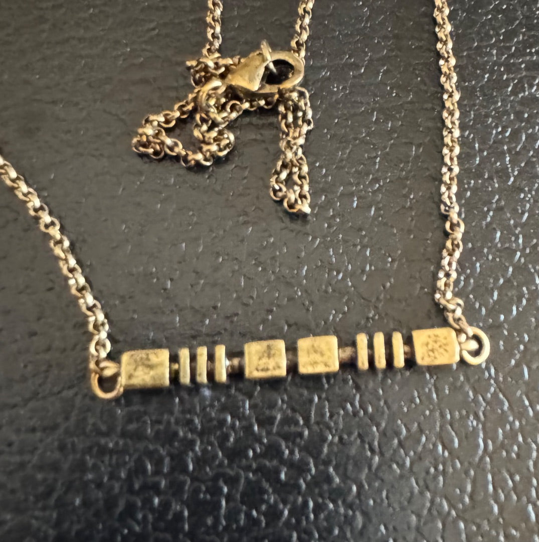 Copper color long bar necklace