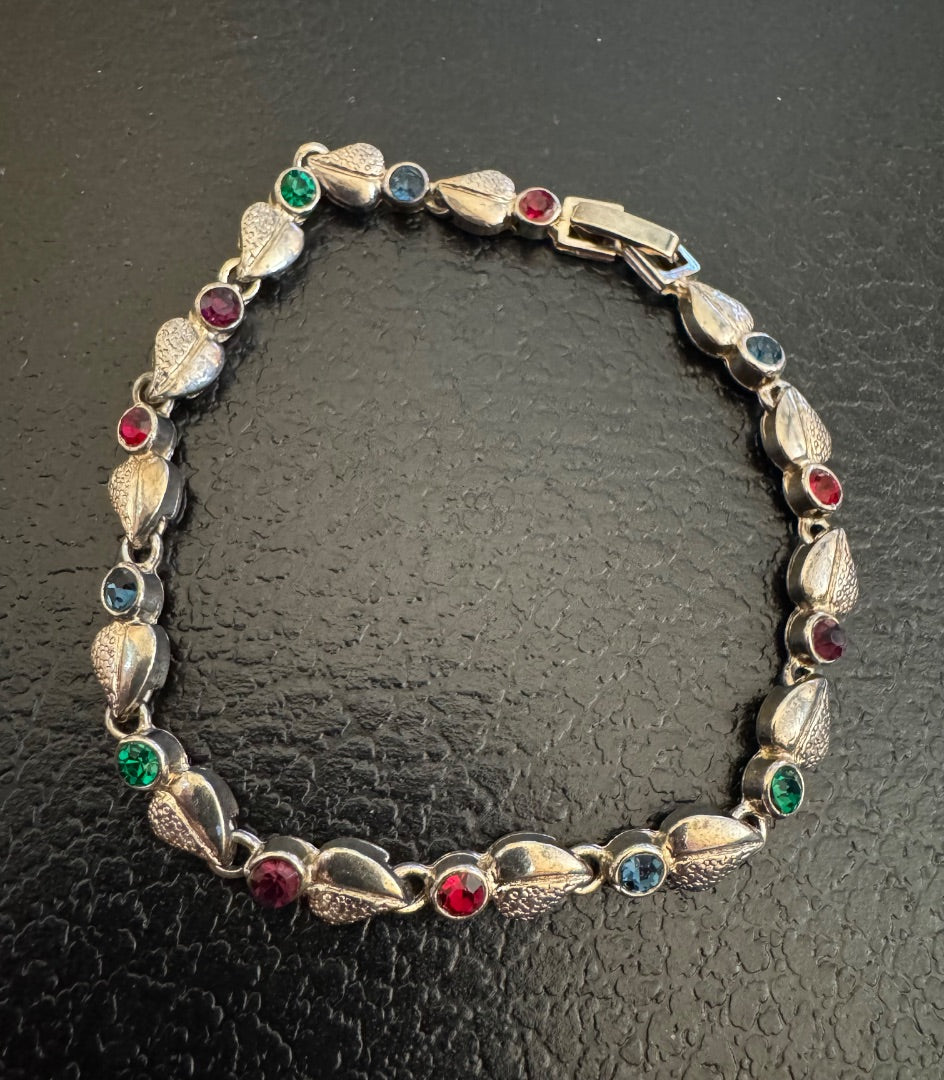 Vtg 925 glass bead bracelet