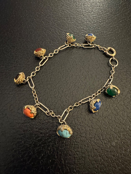 Scarab goldtone multicolor bracelet