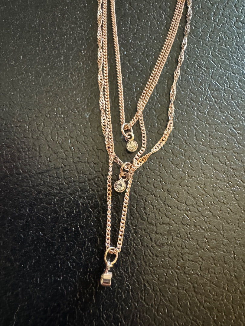 Dainty Multi strand gold tone necklace