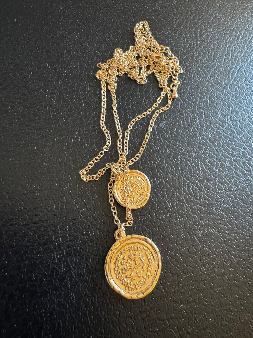 Goldtone coin necklace
