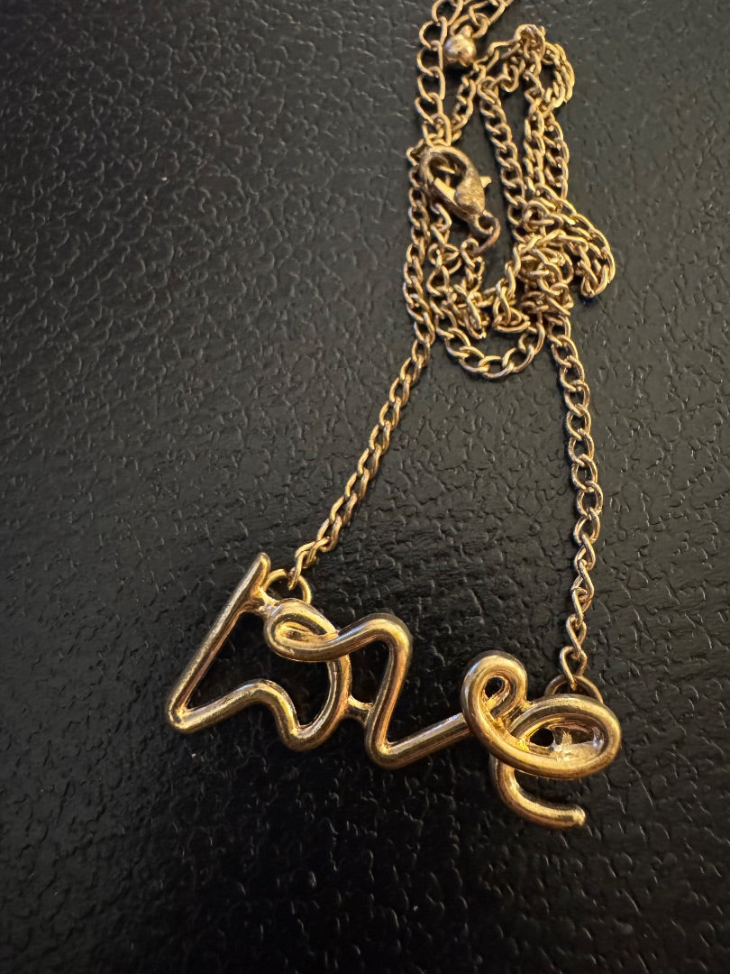 Script Love goldtone necklace