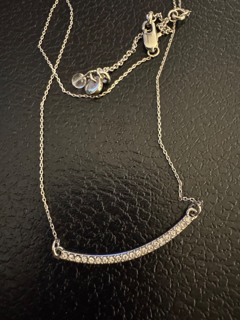 Dainty silvertone with bar necklace