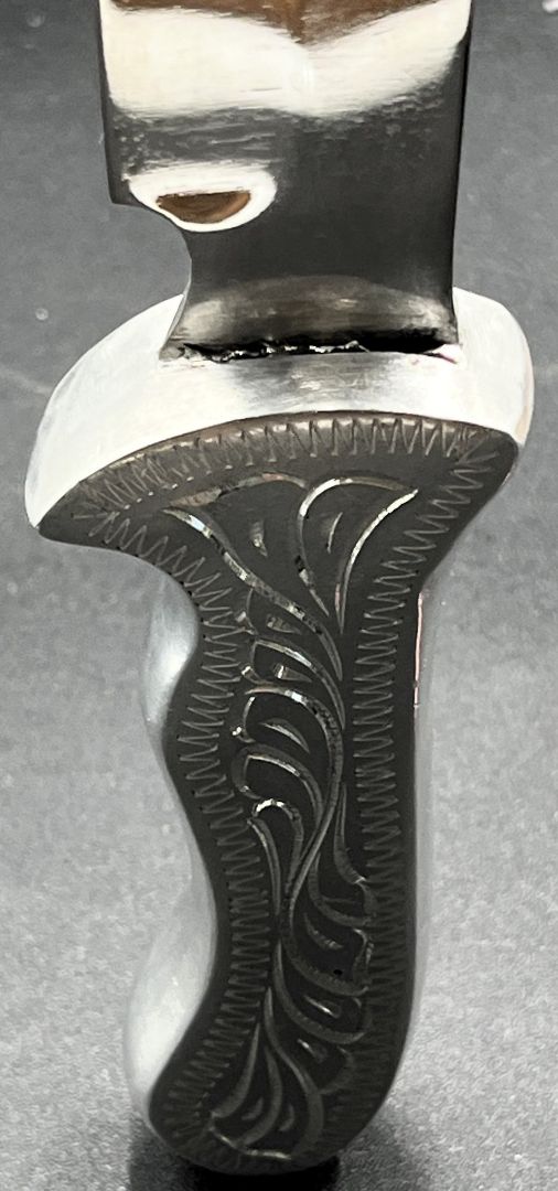 Silver & Turquoise & Mother of Pearl Unk Artisan Made Inlaid Fixed Blade